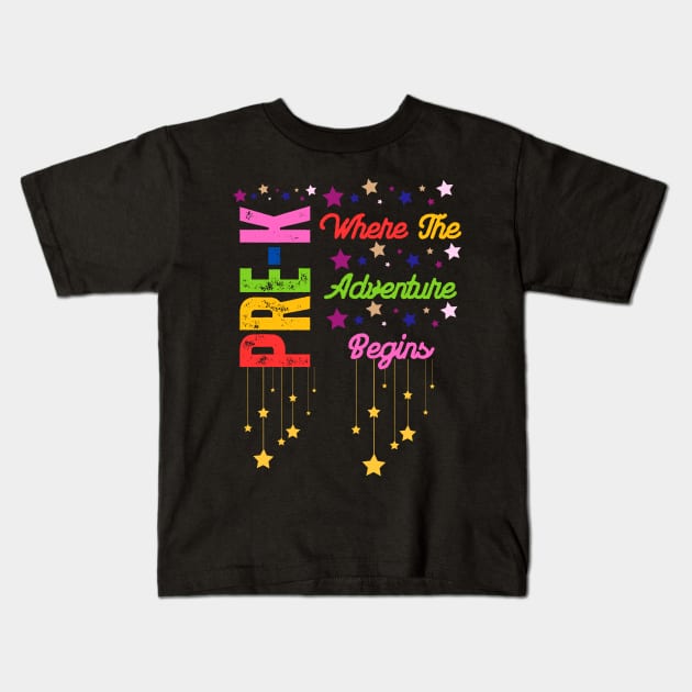 Pre-K Where The Adventure Begins Kids T-Shirt by Modemesh